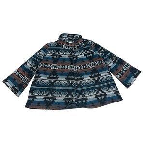 Y2K Women’s Billabong Aztec Print Wool Jacket Poncho Medium Collar Snap